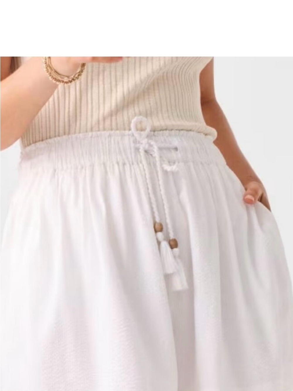 Faherty White Tassel Drawstring Skort